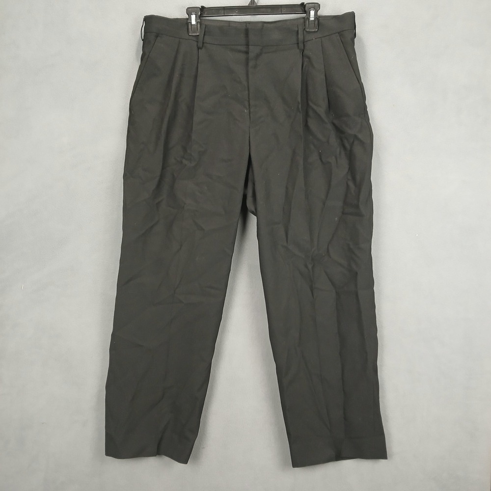 Cintas Dress Pants Mens 38 Black Stretch Pleated Career Formal Business Workwear